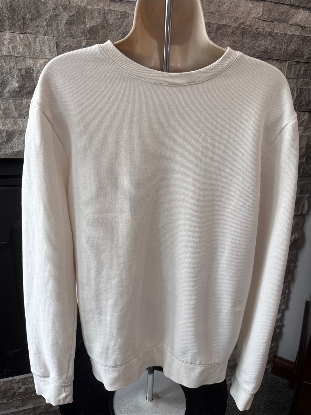 Mens Club Monaco Long Sleeve Ribbed Slub Tee
